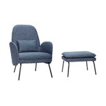 Hubsch Armchair with footstool - blue