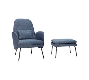 Hubsch Sillón con reposapiés - azul