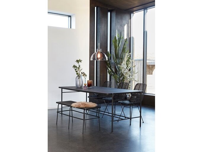 Hubsch Bank metaal/hout - zwart