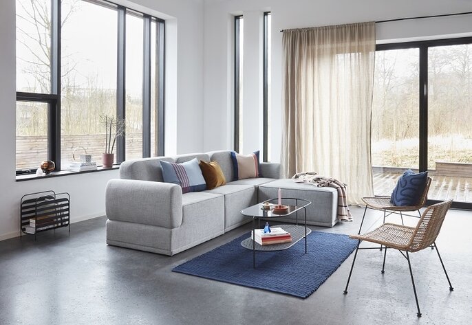 Hubsch Sofa modular light gray 3-seater with ottoman