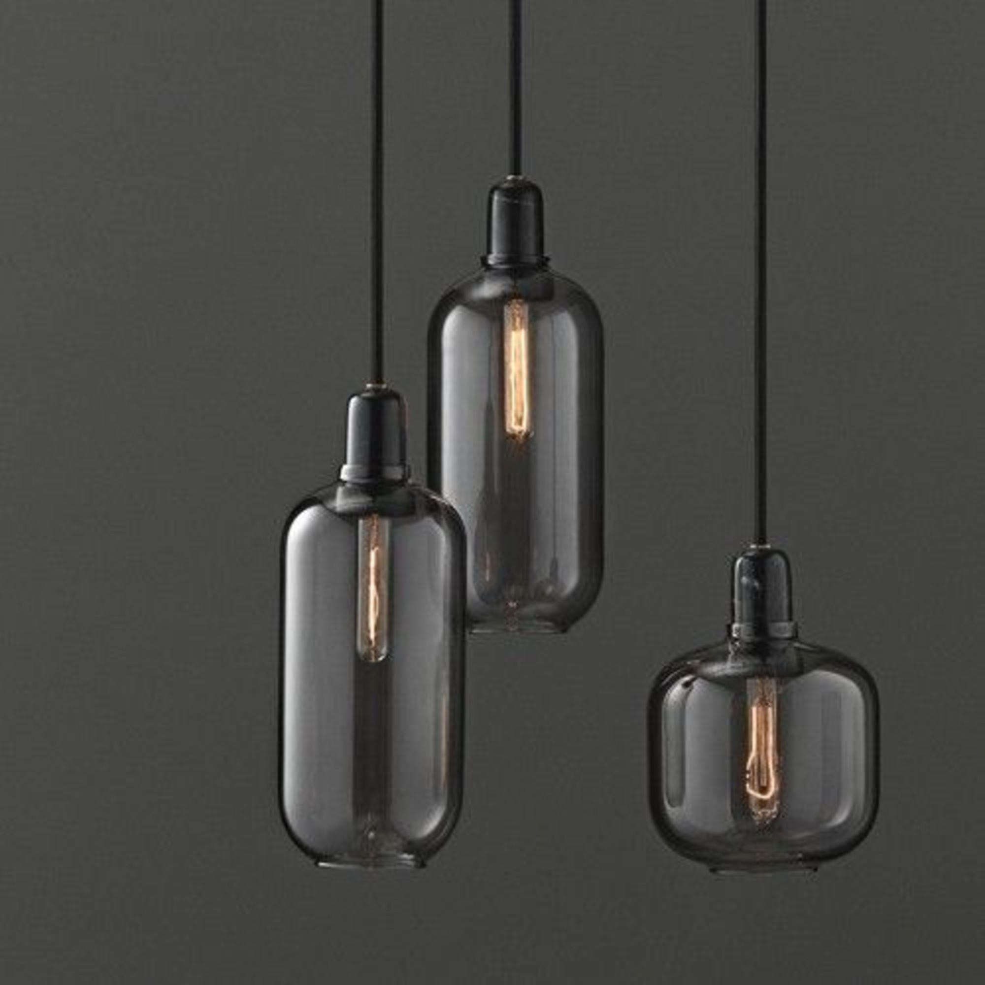 Normann Copenhagen AMP Large hanging lamp smoke black LIVING AND CO.