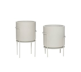 Hubsch Pot met standaard grijs - set van 2 stuks