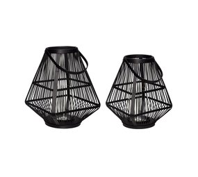Hubsch Lanternes bambou noir - set de 2 pièces