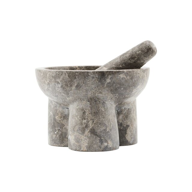 House Doctor Mortier Kulti avec marbre pilon - gris / marron