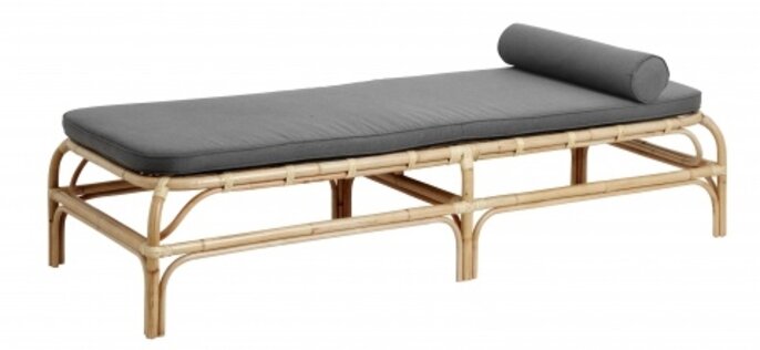 Nordal Banquette en rotin Bali avec matelas gris