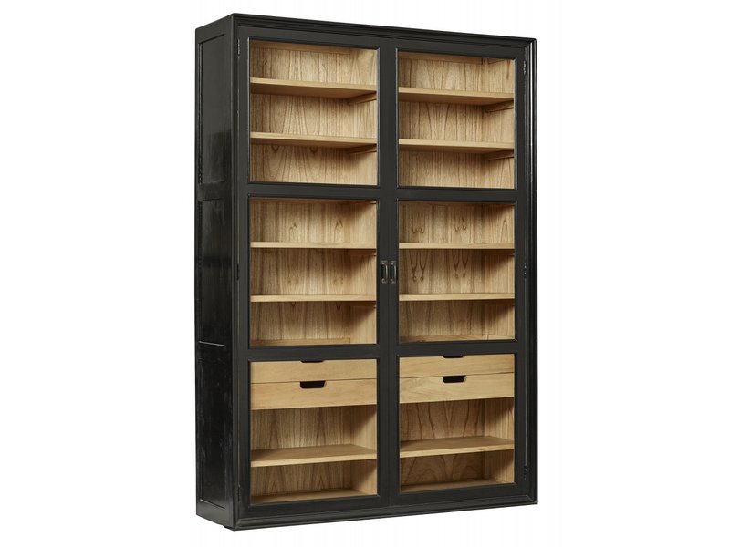 Viva Cupboard With Glass Doors Black