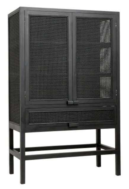 Nordal Merge  teak kast met webbing - zwart