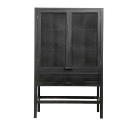 Nordal Merge teak cupboard with webbing - black