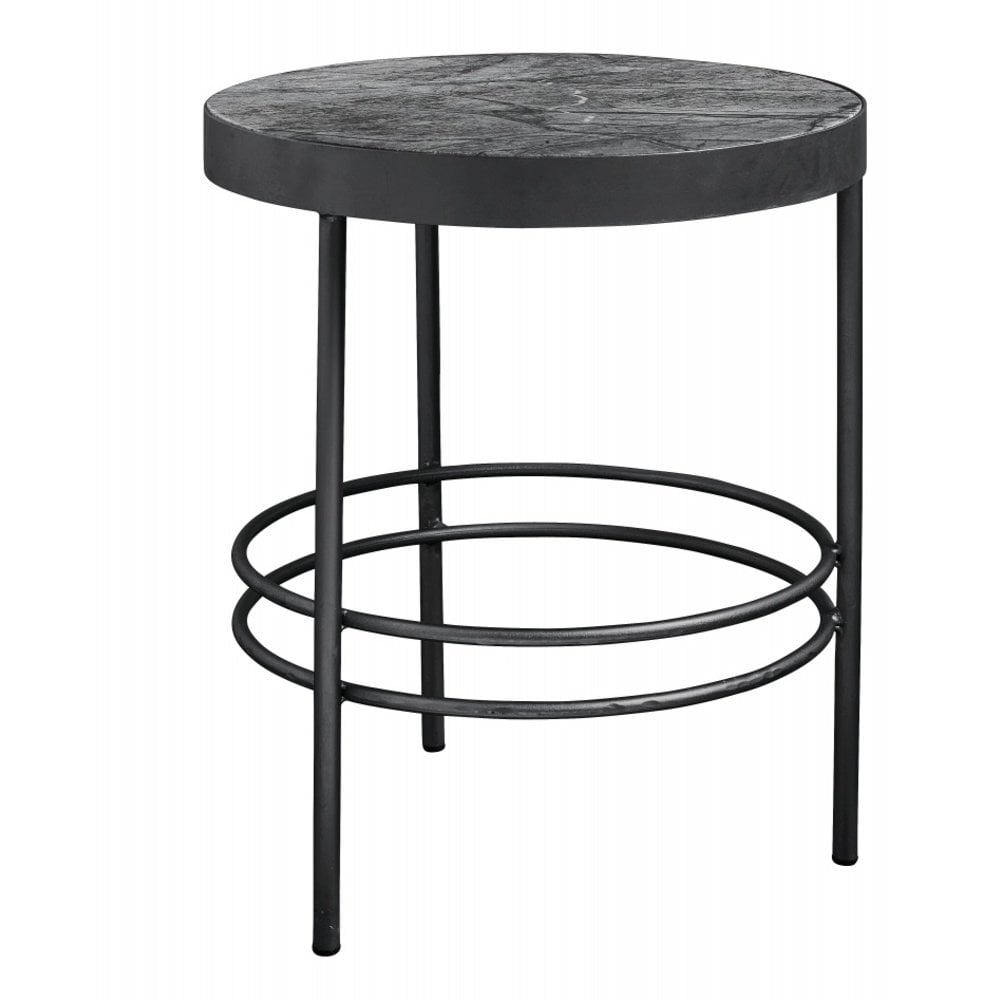 Nordal Midnight side table round marble black LIVING AND CO.