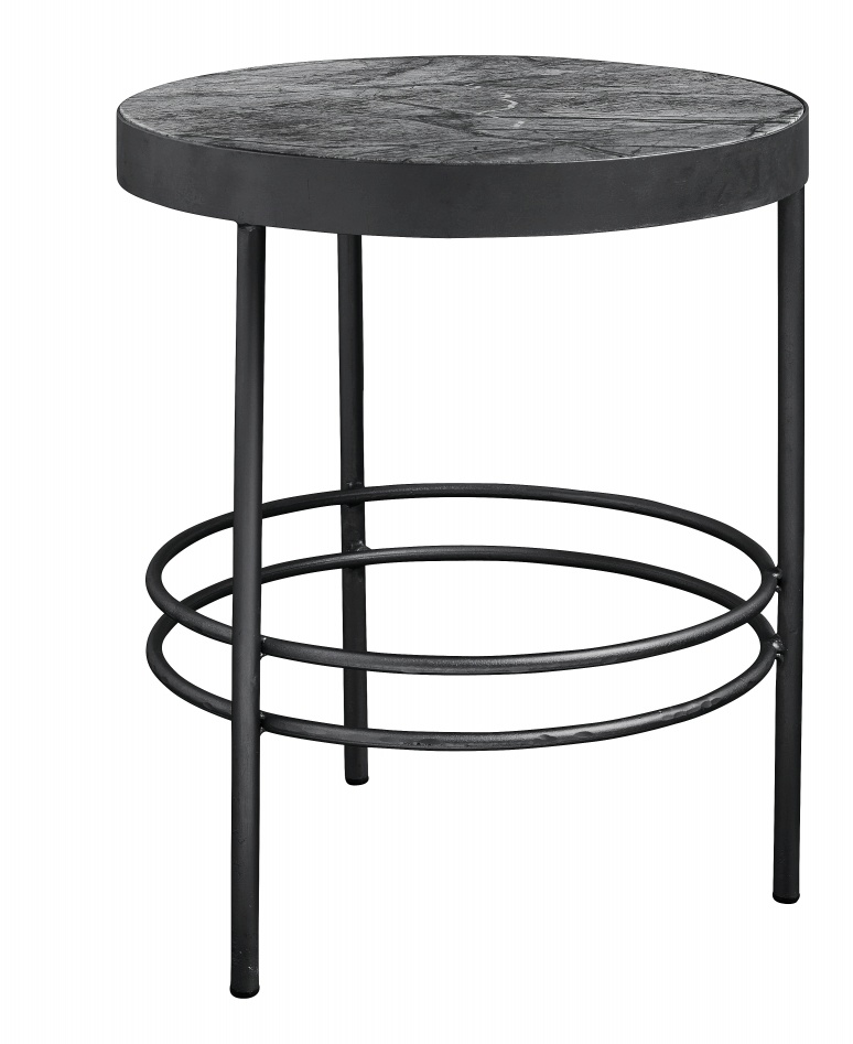 Nordal Table d'appoint Midnight ronde marbre - noir