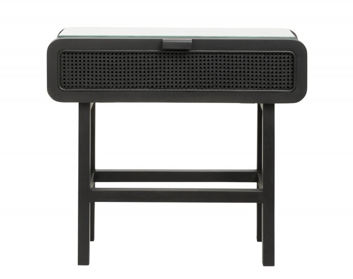 Nordal Merge teak console table with webbing - black