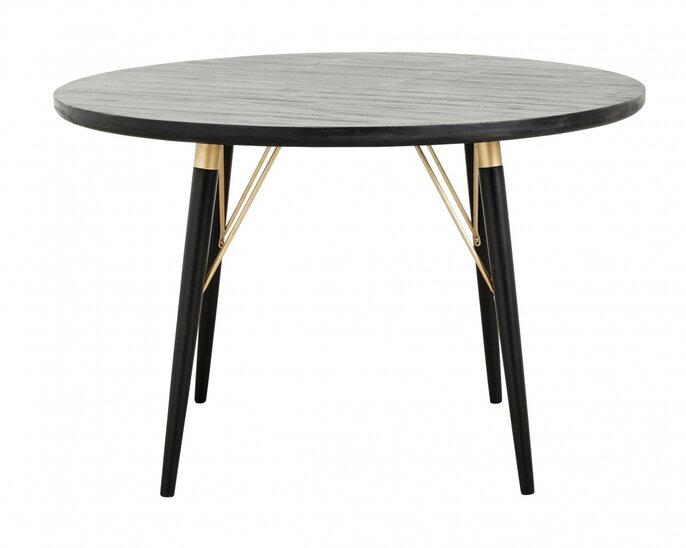 Nordal Table à manger ronde - bois noir