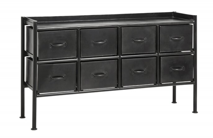 Nordal Armario de hierro Portland con cajones - negro