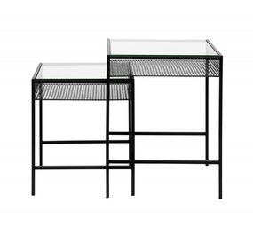 Nordal Ensemble de table Rona avec plateau en verre Nordal Ensemble de table Rona avec plateau en verre