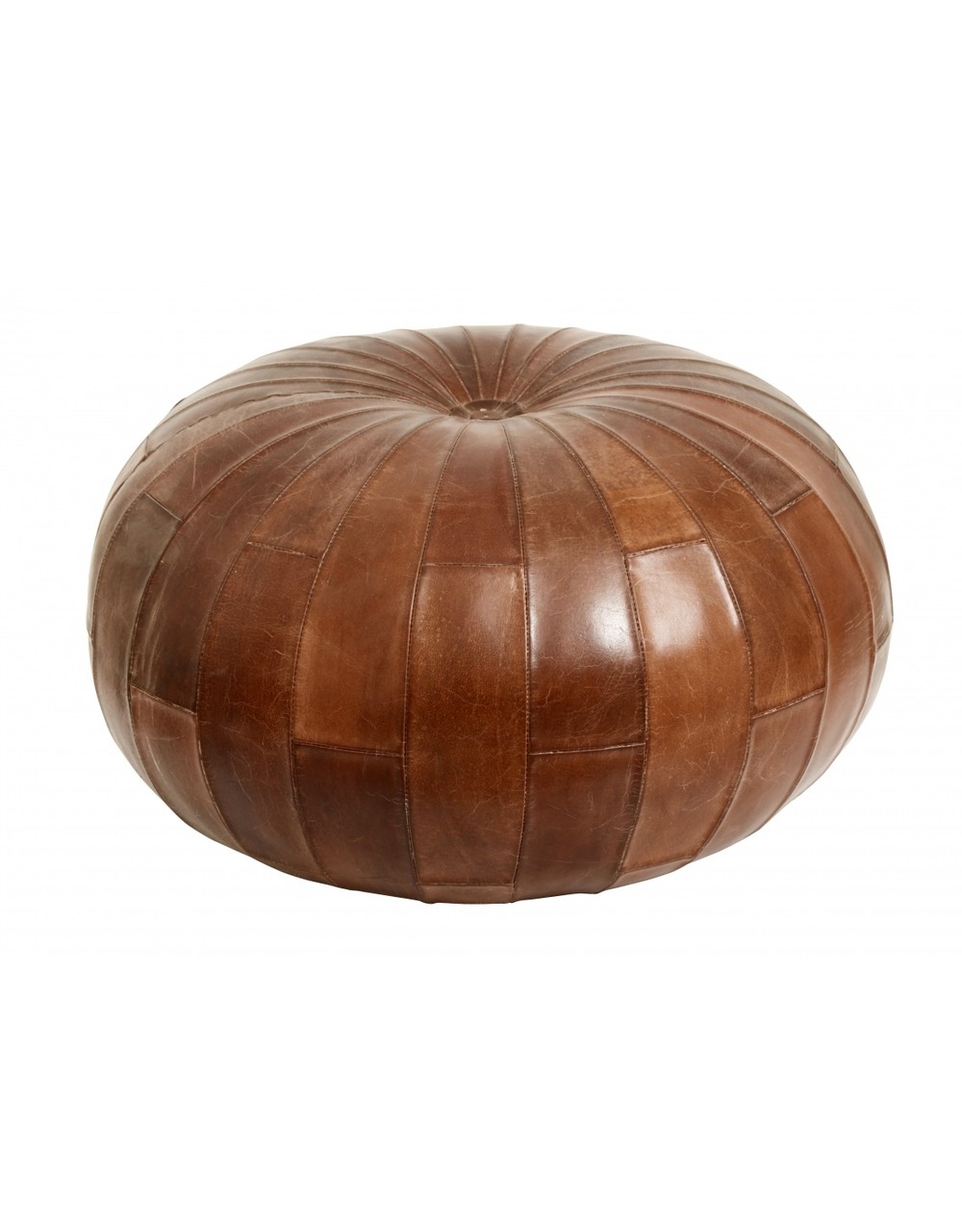 Otomana de cuero Nordal Rugby - marrón antiguo - LIVING AND CO.