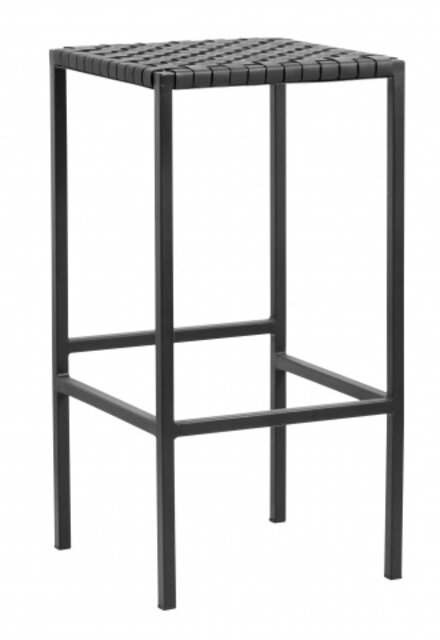 Nordal Barstuhl aus schwarzem Leder / Metall