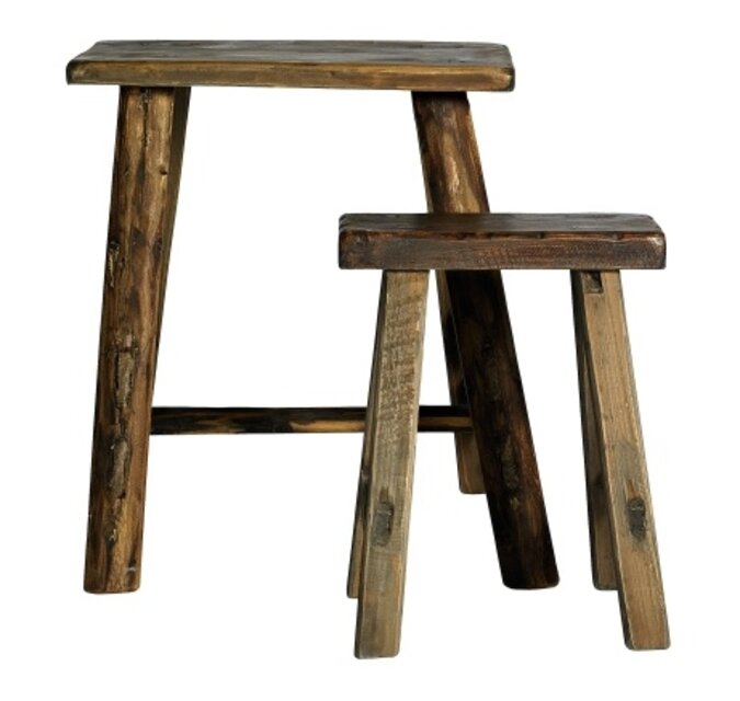 Nordal Taburetes ásperos de madera - juego de 2 piezas