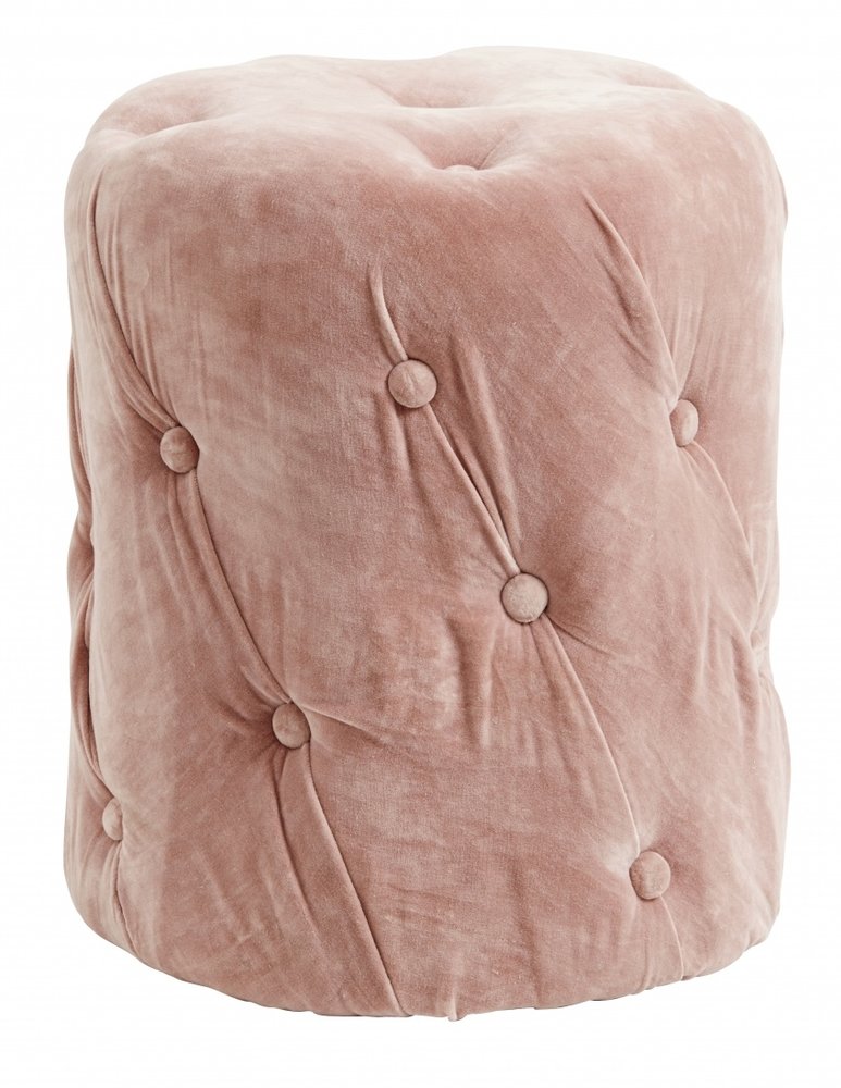 Nordal Fløyels Ottoman med knapper - rosa Nordal Fløyels Ottoman med knapper - rosa