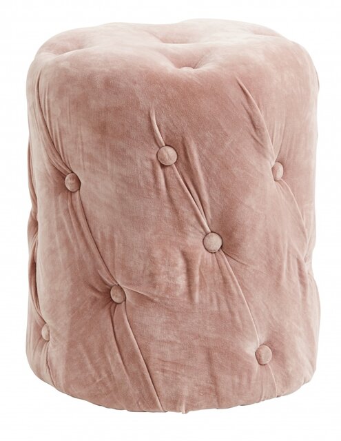 Nordal Fløyels Ottoman med knapper - rosa Nordal Fløyels Ottoman med knapper - rosa