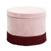 Nordal Pouf in velluto a coste con coperchio - rosa / bordeaux