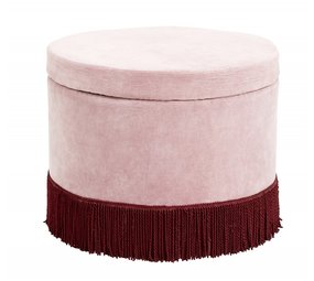 Nordal Pouf in velluto a coste con coperchio - rosa / bordeaux Nordal Pouf in velluto a coste con coperchio - rosa / bordeaux