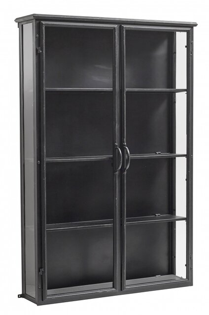 Nordal Downtown ijzeren wandkast - zwart 80x20x121cm