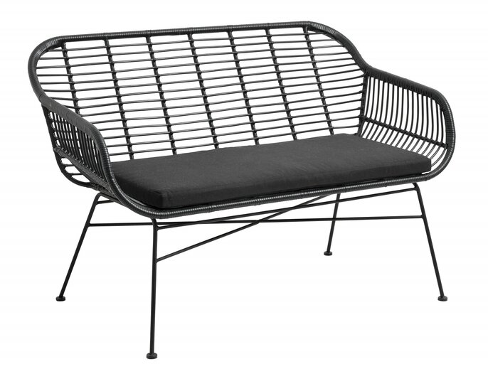 Nordal Garden bench incl. Cushion - black Nordal Garden bench incl. Cushion - black