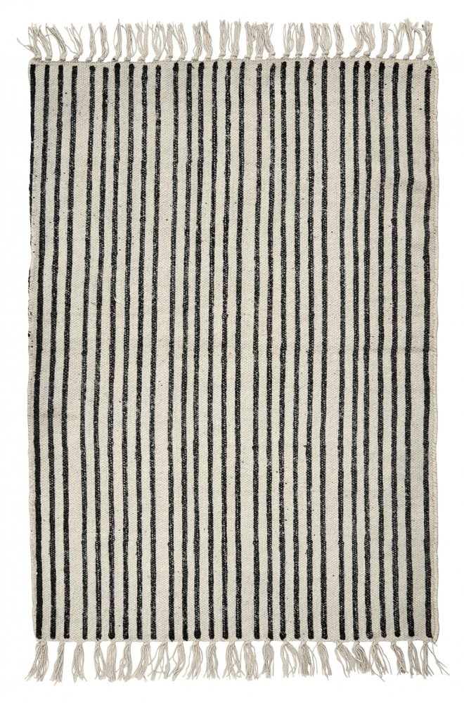 Nordal Tapis à rayures - blanc cassé / noir