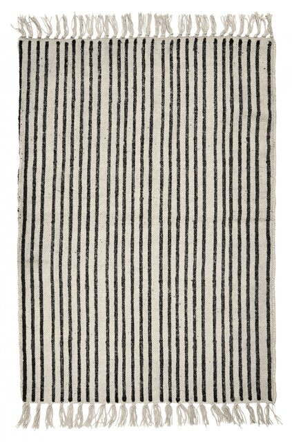 Nordal Streifenteppich - Wollweiß / Schwarz Nordal Streifenteppich - Wollweiß / Schwarz
