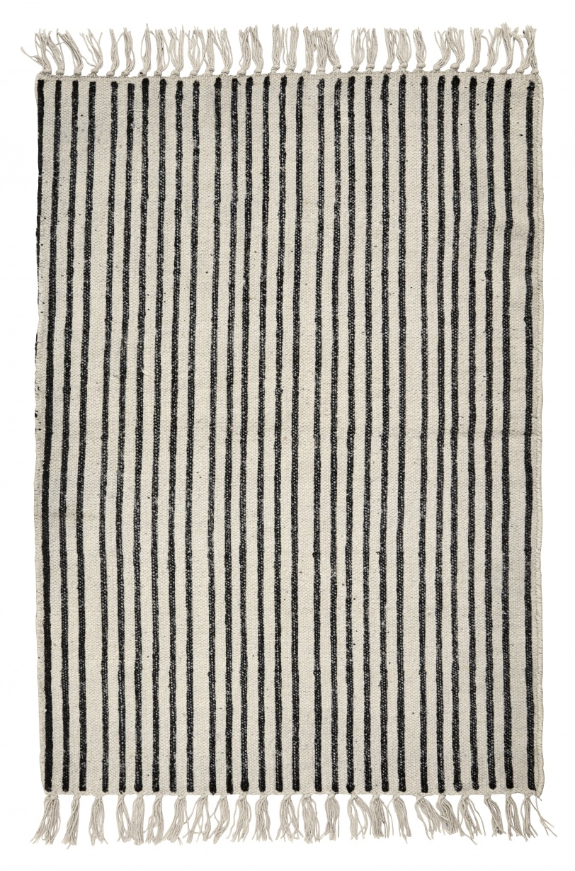 Nordal Stripes vloerkleed - gebroken wit/zwart