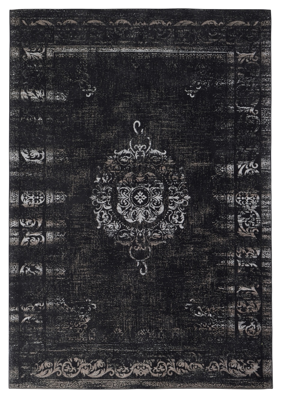 Nordal Grand tapis tissé - gris foncé / noir 200x290