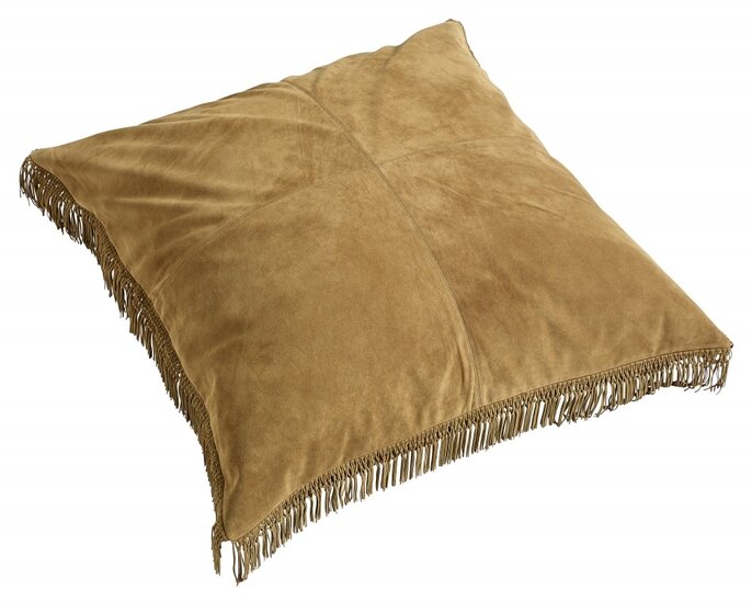 Nordal Hippie leather cushion incl filling - brown 100x100cm