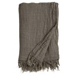 Nordal Bedspread with fringed linen - gray / brown