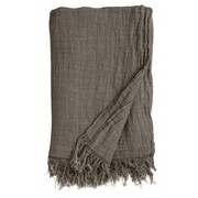 Nordal Copriletto con frange di lino - grigio / marrone Nordal Copriletto con frange di lino - grigio / marrone