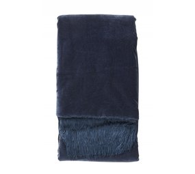 Nordal Plaid in velluto con frange - blu scuro Nordal Plaid in velluto con frange - blu scuro
