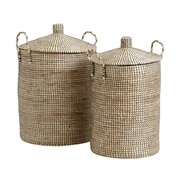 Nordal Laudy laundry baskets set of 2 pieces - natural / black