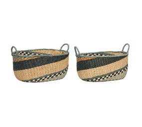 Hubsch Cestini con manici - set verde di 2 pezzi