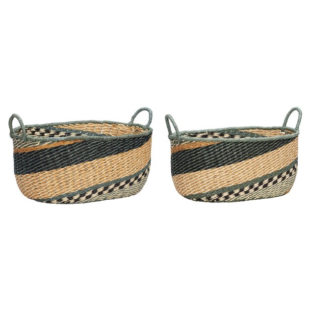 Hubsch Cestini con manici - set verde di 2 pezzi