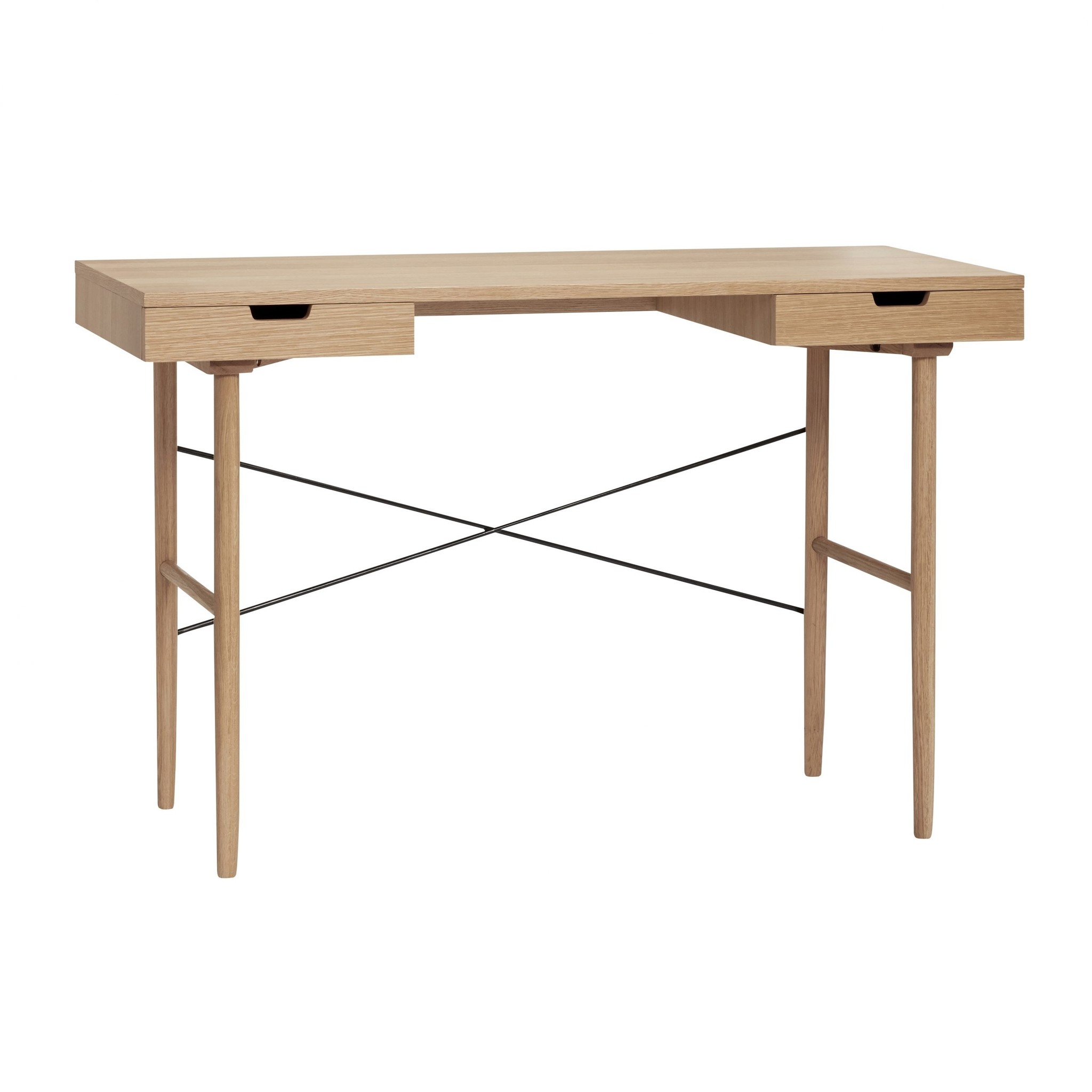 Hubsch Bureau en bois avec 2 tiroirs de rangement - naturel