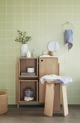 Hubsch Armoire en bois avec étagères et porte - naturel Hubsch Armoire en bois avec étagères et porte - naturel