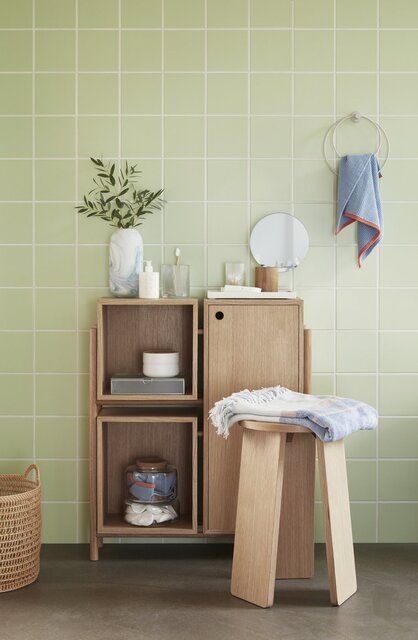 Hubsch Wooden cupboard with shelves and door - natural