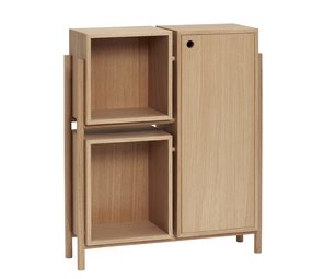 Hubsch Armario de madera con estantes y puerta - natural Hubsch Armario de madera con estantes y puerta - natural