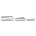 Hubsch Glazen box mat zilver - set van 3 stuks Hubsch Glazen box mat zilver - set van 3 stuks