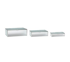 Hubsch Glazen box mat zilver - set van 3 stuks