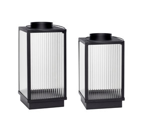Hubsch Lanterns metal black - set of 2 pieces
