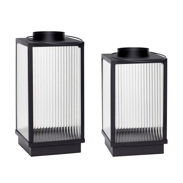 Hubsch Lanterne in metallo nero - set di 2 pezzi