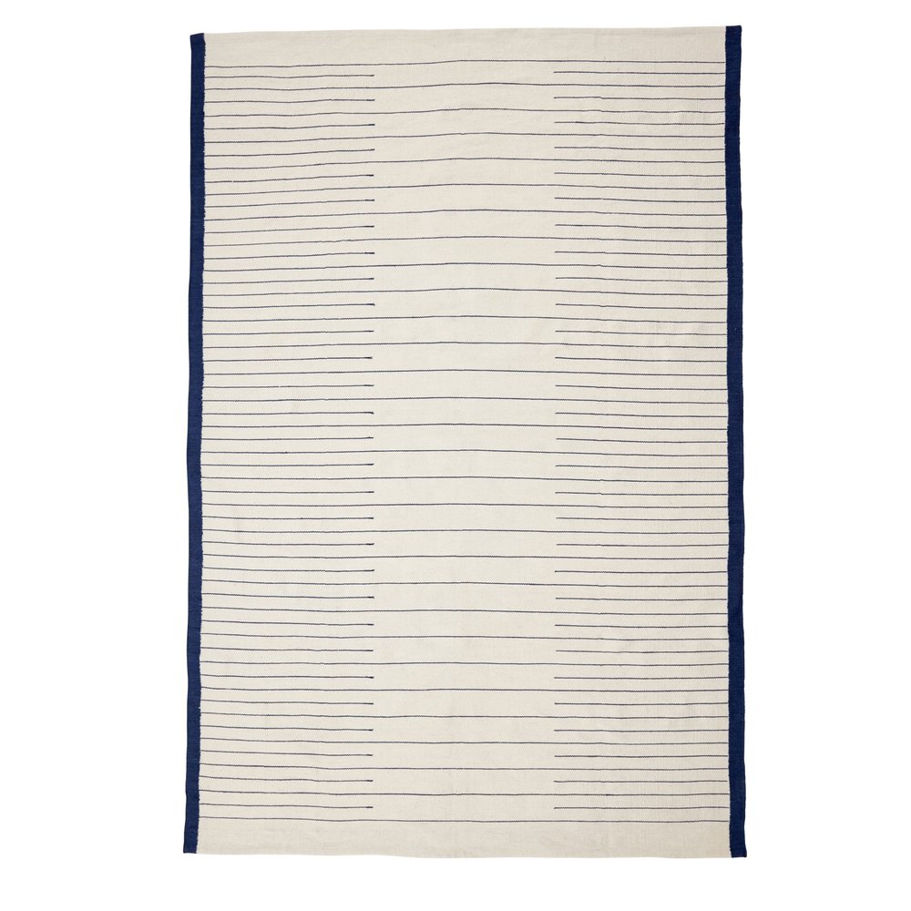 Hubsch Geweven vloerkleed - blauw/wit Hubsch Geweven vloerkleed - blauw/wit