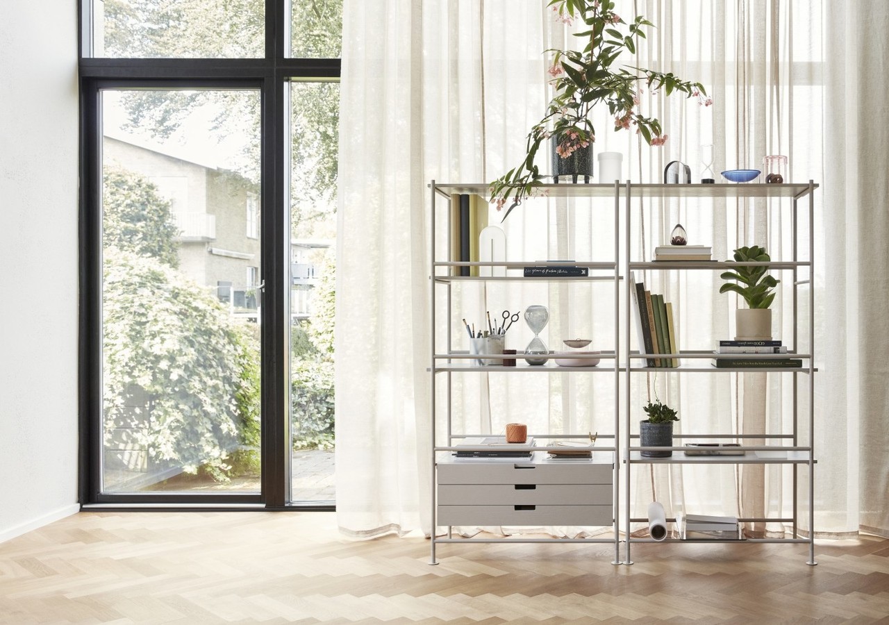 Hubsch Rek metaal/hout - grijs