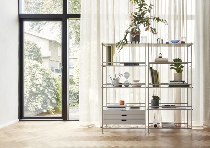 Hubsch Metal / wood rack - gray
