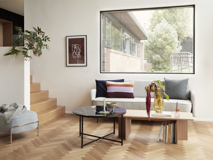 Hubsch Salontafel metaal/glas - marmer zwart